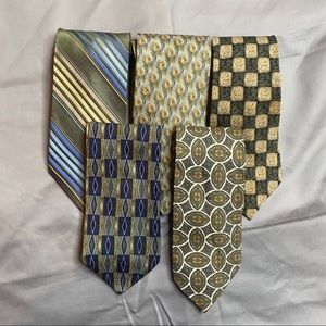 Lot of 5 Good Condition Green Neckties Mixed Brand